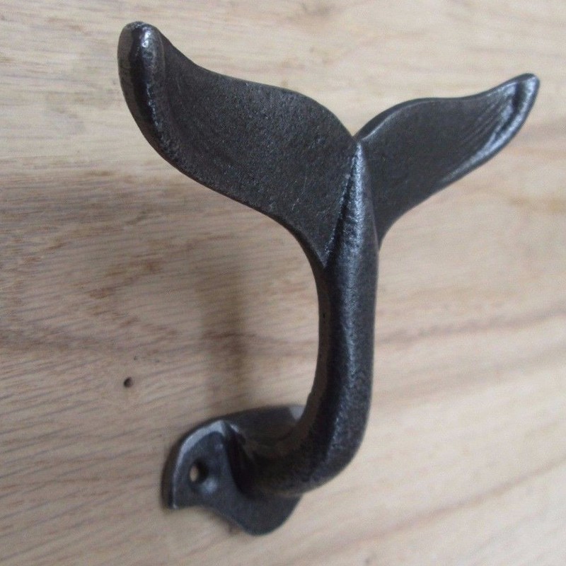 Hook Hanger, Cast Iron Whale Tail Shaped Decorative Wall Hook,