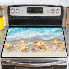 Stove Top Cover for Electric Stove,Glass Stove Top Cover, Heat Resistant Glass Cooktop Cover, Stovetop Protector, Kitchen Decor, Dish Drying Mats Cover for Ceramic Washer Top 28.5x20.5 inch