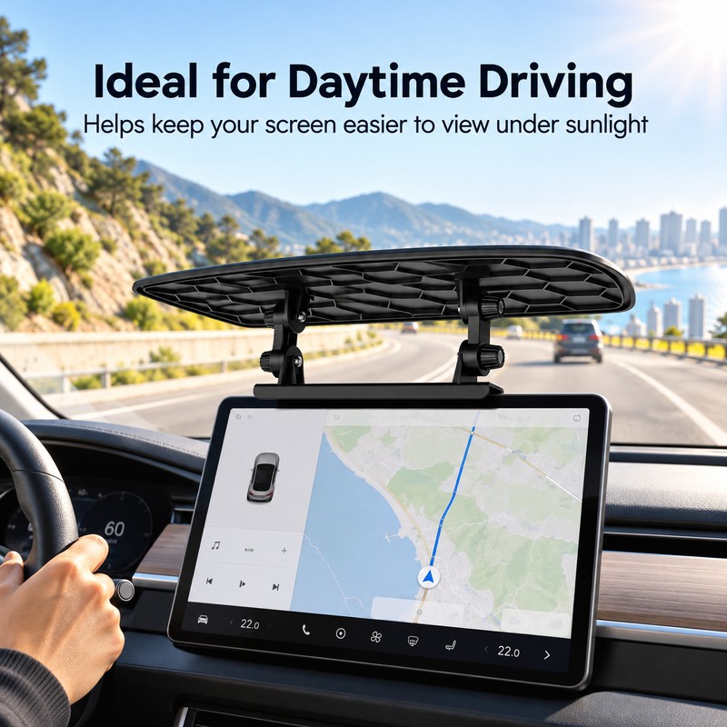 GPS Sun Shade Visor for Car Navigation Screens – Adjustable