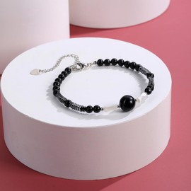 JSDDE Braided Healing Stones Bracelet with Shell Beads and Magnetic Beads, Natural Gemstone Bracelet, Hematite Beads, Magnetic Therapy Bead Bracelet for Men and Women, Stone