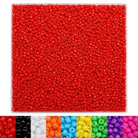 IOOLEEM Red Seed Beads, 4000+pcs 3mm Glass Beads for Jewelry Making, Bracelets