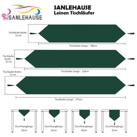 SANLEHAUSE Linen Table Runner, Dark Green, 32 x 180 cm, Linen Look Table Runner, High-Quality Plain Modern Easy Care Table Runner for Dining Table, Coffee Table, Restaurant, Decoration
