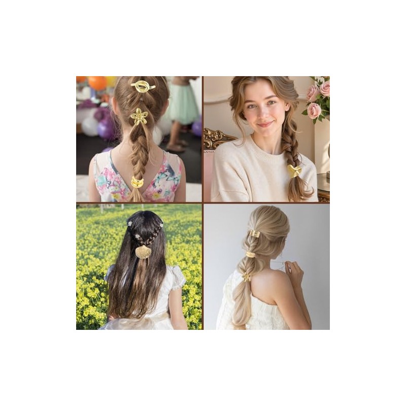 8 Pcs ligas para cabello de Metal,Elásticas Diademas Doradas Metal