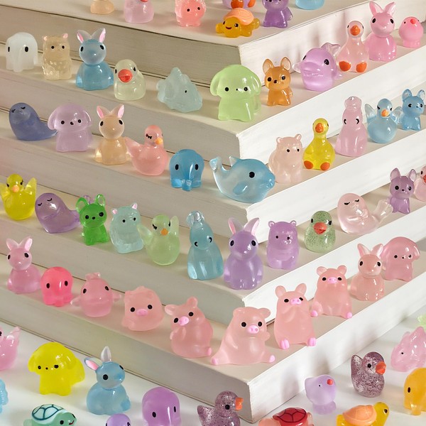 Kleeblatt Mini Resin Animals - 120 Miniature Figurines, Tiny Resin