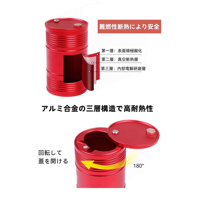 YFFSFDC Car Ashtray, Drum, Portable Ashtray with Lid, Large Capacity,
