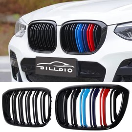 BILLDIO G01 G02 Color Grille， Front Bumper Kidney Grill Compatible with X3 X4 2018-2021 G01 G02 Double Slats