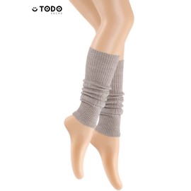 TODO Ladies Warm Wool Leg Warmers - Knee Warmers Soft Flexible Leg Warmers for Winter When It's Cold, Beige - Regular Long
