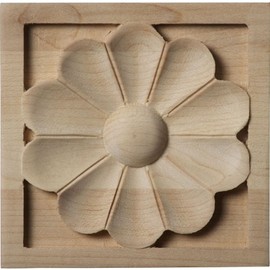 Ekena Millwork ROS03X03X01MELW Rosette, 3 1/2"W x 3 1/2"H x 3/4"P, Lindenwood