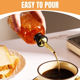 Baalaka 2 Pack Glass Coffee Syrup Dispenser Bottles Set, 7 OZ Simple Syrup Bottles with Metal Pour Spout, Syrup Dispenser for Coffee Bar Accessories for Maple Honey Syrup Oil and Sauces