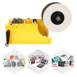 BANLICALI Label Applicator, Manual Bottle Label Applicator Machine Bottle Labeler, Desktop Round Bottle Label Maker for Φ 0.98"-4.72" Bottle, for Home, Office Yellow 10-25pcs/min