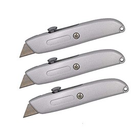 Wideskall® Heavy Duty Box Cutter Retractable Blade Metal Utility Knife (Pack of 3)