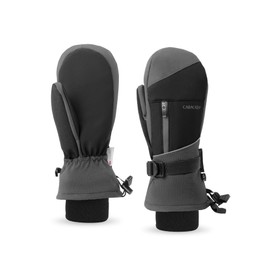 Caracaleap Ski Gloves Men Women Mittens Gloves Waterproof Winter Gloves for Skiing Snowboarding Hiking Cycling Gloves Grey S-M