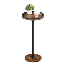 HOOBRO Small Side Table, Drink Table, Round Coffee End Table for Small Spaces, Martini Table, Pedestal Table for Living Room, Bedroom, Sofa Couch, Rustic Brown BF168BZ01