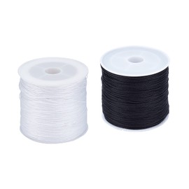 arricraft 2 Rolls Waxed Polyester Thread Cord, 0.5mm Bracelet Thread Beading String 116 Yards per Roll Spool for Jewelry Making and Macrame Supplies- Black & White