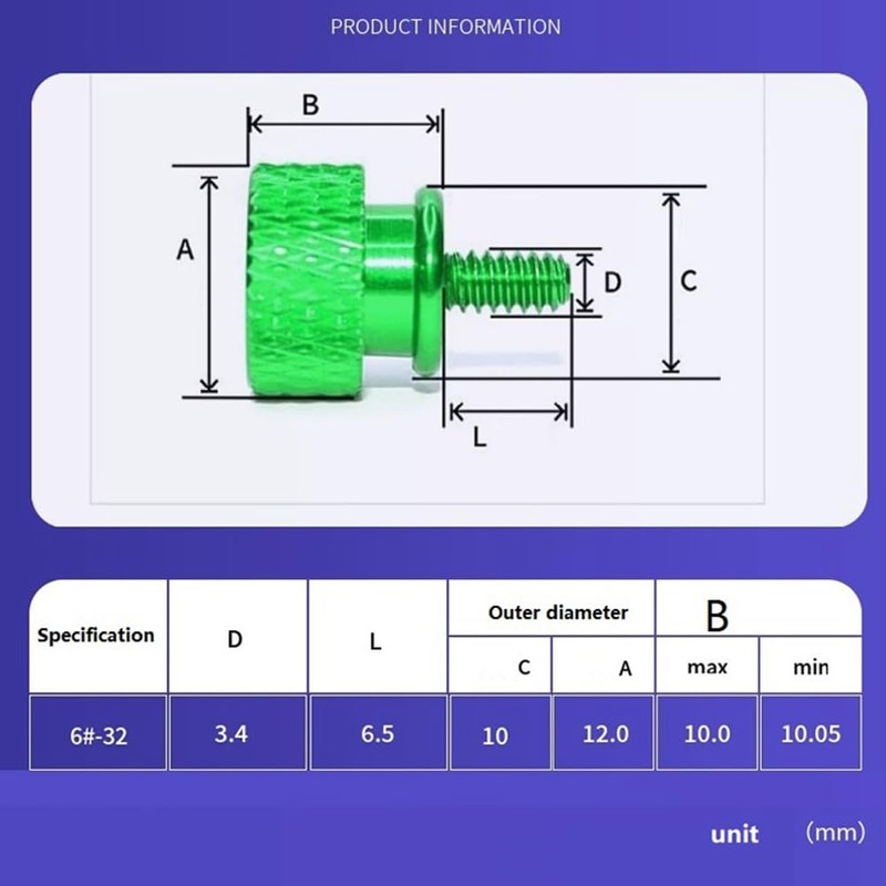 Ginobili 10Pcs/Lot UNC6-32 M3.5 Hand Screw Computer Case Screw Round