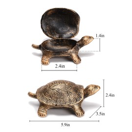 BRASSTAR Cast Iron Key Hider Turtle Key Box for Outdoor Garden Flowerpot Indoor Decoration 5.9in in Length Jewelry Trinkets Box for Key, Ear Studs, Ring, Paper Clip TQGJPT144