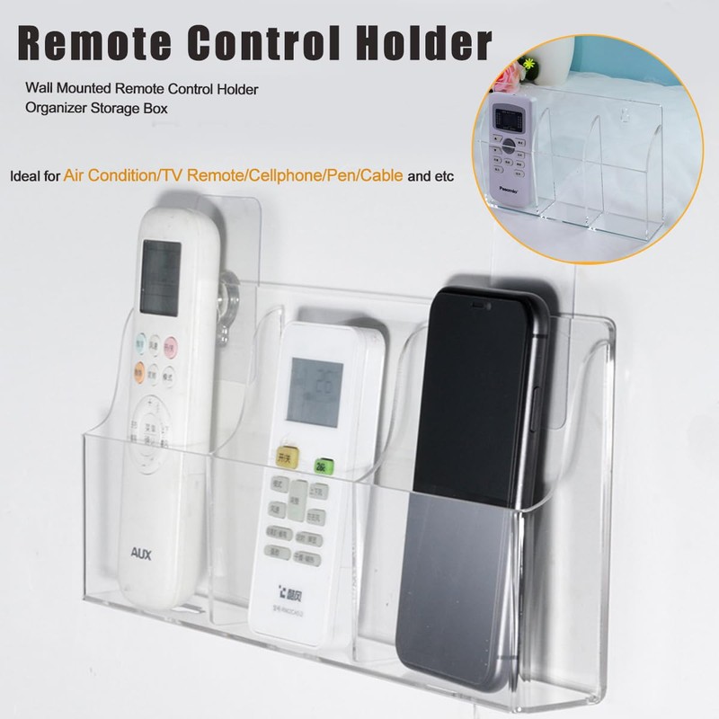 Remote Control Holder, Acrylic Wall Mounted Remote Control Holder Organizer