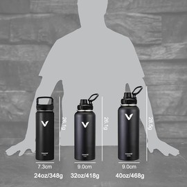 Termo de Acero Inoxidable 1.2L EASYTAO | Mantiene Bebidas Frías 24h y Calientes 12h | 2 Tapas (Pajilla y Chug), Antigoteo, Asa de Transporte, Negro