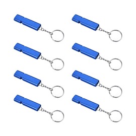 8 Pcs whistle emergency survival, Double Tubes Loud Whistles, Aluminum Alloy Whistle Key Chain for Kayak Life Vest Jacket Boating Fishing Boat Camping Hiking Hunting Rescue Signaling (blue)