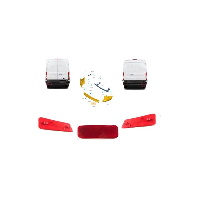 Rear Right & Left Bumper Markers Reflectors FOR FORD TRANSIT