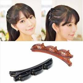 2 Pcs Double Layers Twist Band French Braider Hair Tool Fashion Double Layer Band Twist Plait Clip Front Hair Clips Hairpin Headband Beauty Tool Women's Fashion Headbands