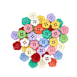 CANDEOLA 50-Pcs 11/16" Flower Resin Buttons | Bulk Assorted Colorful Flower Buttons for Sewing Crafts Shirts Clothes Decorations (17mm, 10 Colors, 5 Pcs/Color)