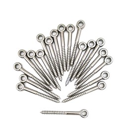 20Pack 304 Stainless Steel Long Screw Eye Bolt Cable Railing Kit fits 1/8" Stainless Steel Wire Rope Cable