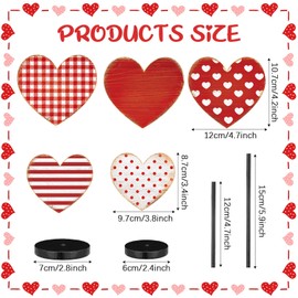 Seeloowy 5 Pcs Valentine's Day Tables Decoration Wooden Heart Tables Centerpieces Valentine's Tall Standing Tabletop Sign Love Decor for Valentines Day Wedding Party Favor Supplies(Classic)