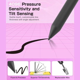 Magnetic EMR Stylus with Eraser, 4096 Pressure Sensitivity, Palm Rejection, Stylus Pen Replacement for Remarkable 2 1, for Galaxy S6 S7 S8 S9 EMR Devices