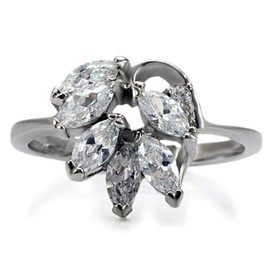 YourJewelleryBox Marquise Cut Simulated Diamond Ring Stainless Steel Not Tarnish Size M Tk075Pb