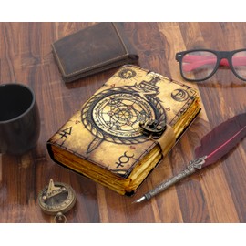 Blank Spell Book of Shadows Journal Witchcraft Supplies Witch Spell for Men & Women 200 Pages with Lock Clasp Vintage Handmade Deckle Edge Paper, Leather Sketchbook, Drawing Journal, Leather Journal,