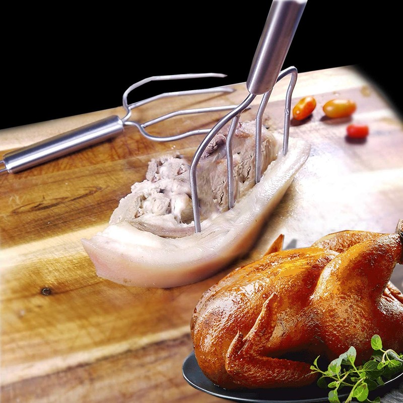 Stainless Steel Poultry Lifters Set of 2.Meat Fork, Roaster Poultry