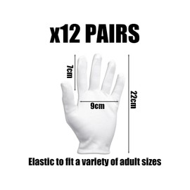 XMNIVATE 12 Pairs Of Cotton Hand Protective Covers, Cotton Hand Sheaths For Dry Hands, Cotton Work Hand Accessories, Beauty Hand Sheaths, Jewelry Inspection Hand Sheaths