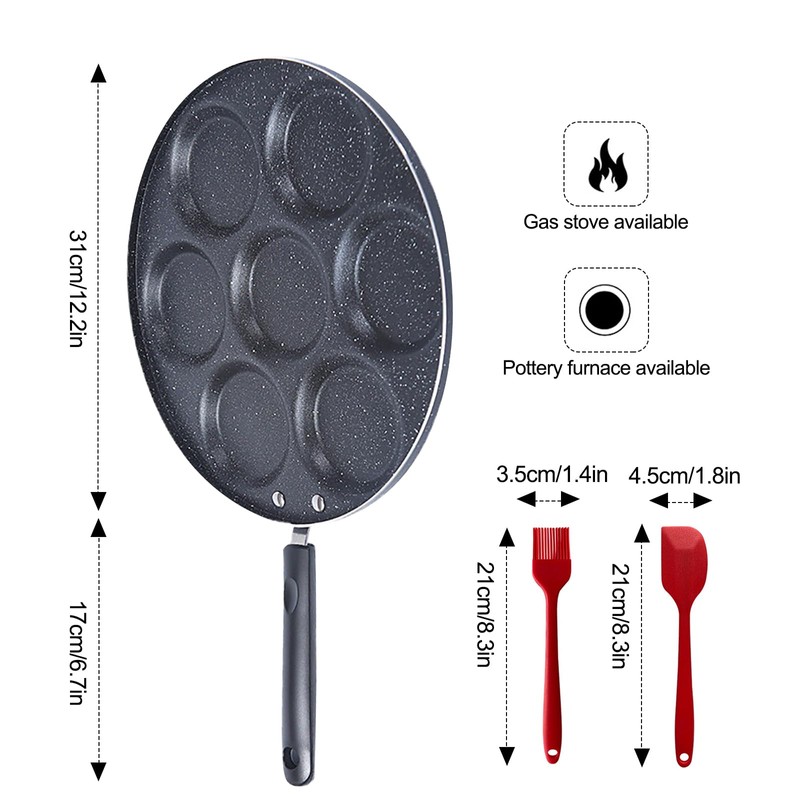 Kytree 7 Holes Egg Frying Pan Skillet, 12" Nonstick Egg