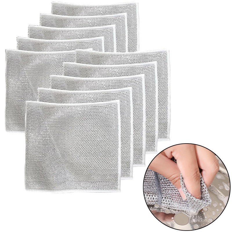 SOPSTUO 10Pcs Non Scratch Wire Dish Cloth, Multipurpose Wire Dishwashing