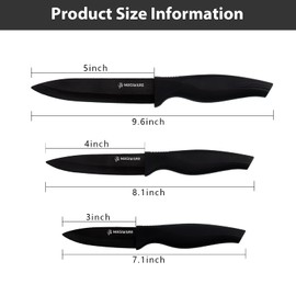 Magiware 6-Piece Paring Knife Set with Sheaths-Ceramic Blade Sharp Rust Proof Stain Resistant (include 5inch Utility Knife, 4inch Fruit Knife,3inch Paring Knifes)-Black (win0529)