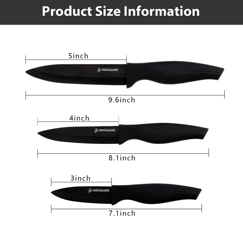 Magiware 6-Piece Paring Knife Set with Sheaths-Ceramic Blade Sharp Rust
