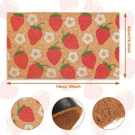 JarThenaAMCS Strawberry Floral Welcome Doormat Cute Front Door Coir Mat Non-Slip Door Rugs Indoor Outdoor Carpet Floor Mat for Summer Home Office Yard Garden Decor, 15.7 x 27.6 Inch