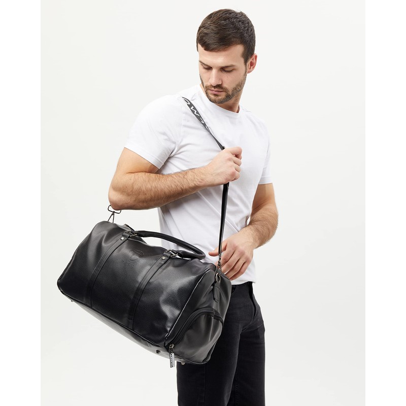 17.7 inch Gym Bag Men's Duffle leather Bag with Shoe