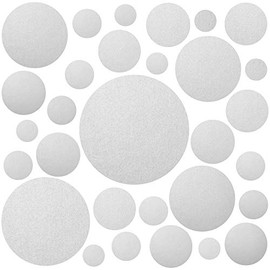 PREMYO Set of 30 Dot Wall Stickers Kids - Nursery Decor Easy to Apply - Decals for Bedrooms for Girls Boys Silver