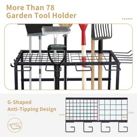 NovaNoka Garden Tool Organizer, Large Yard Tool Tower Rack for Garage Organization and Storage, Gardening Tool Stand for Shed or Outdoor, Metal Garden Tool Holder Up to 78 Tools, Shovel, Rake, Black