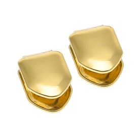 UUYYEO 2 Pcs Single Fangs Plated Gold Hip Hop Top Tooth Single Grill Cap for Teeth Party Accessories Teeth Grills