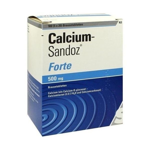 Calcium Sandoz Forte 500 mg Effervescent Tablets, Pack of 100