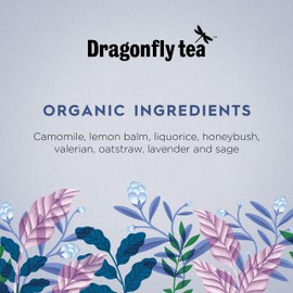 Dragonfly Night Sky Calm Tea | Pack of 4 x 20 Organic Tea Bags (80 Teabags) | Herbal Tea Bags | Night Time Tea | Sleep Tea Bags | Camomile Tea Bags | Caffeine-Free Tea | Compostable Tea Bags