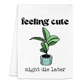 Feeling Cute Might Die Later Colorful Dish Towel, Funny Kitchen Towels, Cotton Dish Towels for Kitchen Drying, New Home & Apartment Essentials, White Dish Towel
