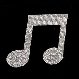 Silver Bling Music Note Car Decal, Waterproof Sparkling Rhinestone Musical Symbol Sticker 4'' Height