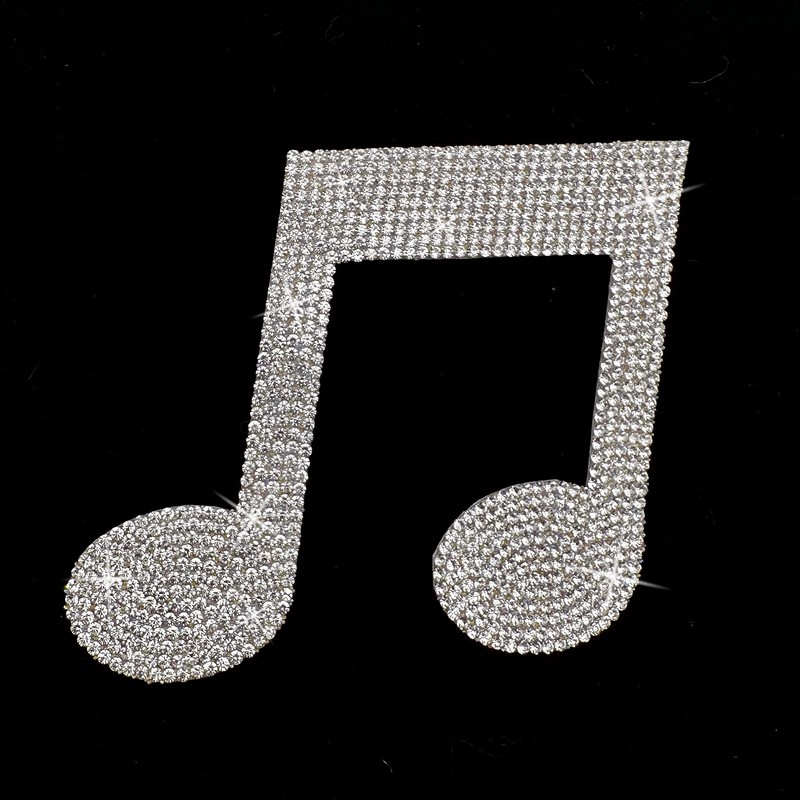 Silver Bling Music Note Car Decal, Waterproof Sparkling Rhinestone Musical