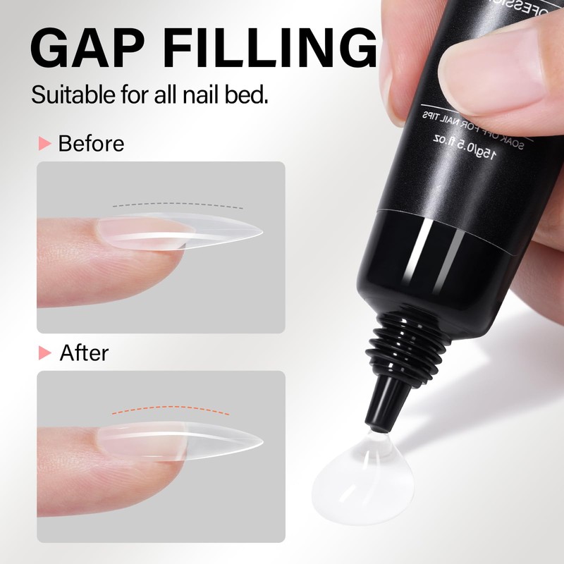 AILLSA Gel Nail Glue for Nail Tips, Solid Super Strong