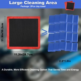Anglecai Clay Towel 2 Pack 12 x 12 Inch, Clay Bar Towel for Auto Detailing Microfiber Car Cloth Cleaner Automotive for Car Detailing (2, Red, 12 x 12 Inch)