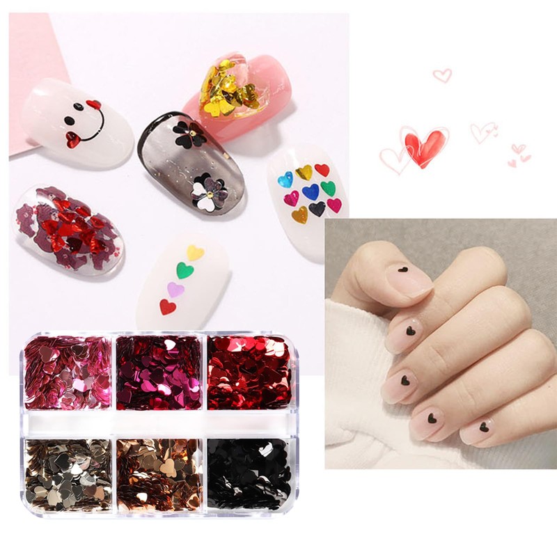 YFFSFDC ネイルアート ホログラム セット ハート&星型 2種類 6色セット キラキラ ラメホログラム ネイルアート